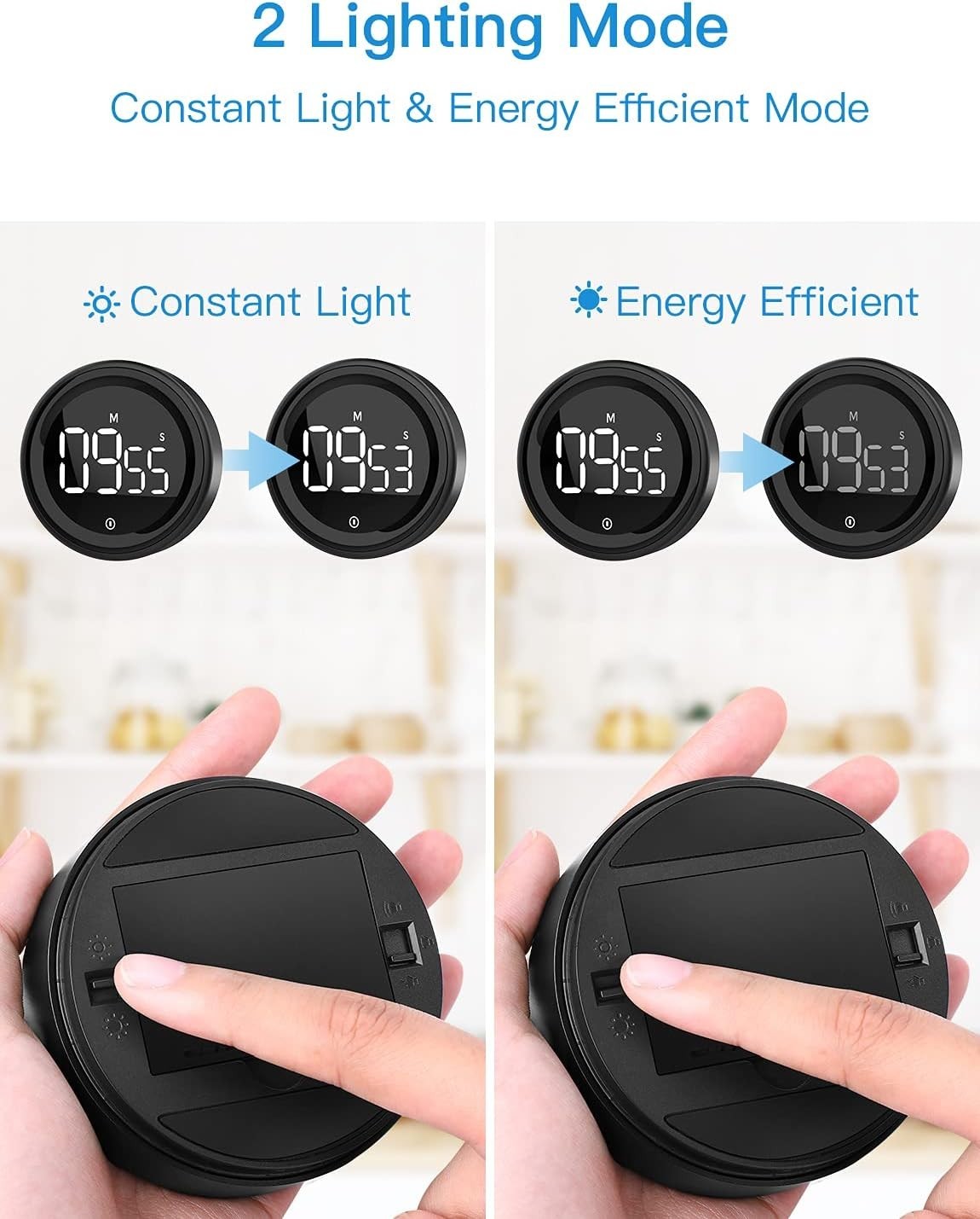 Digital Kitchen Timer, Magnetic Countdown Countup Timer with Large LED Displa...
