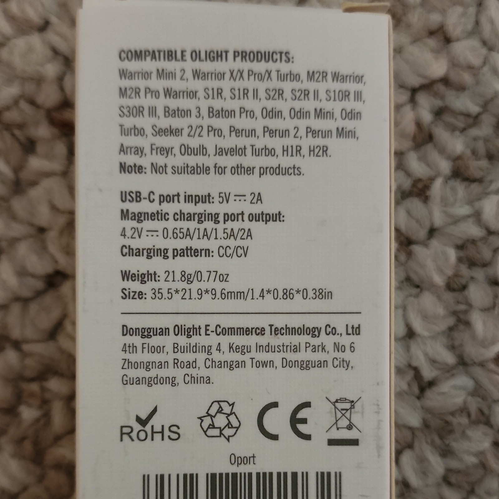 Olight Oport Magnetic USB-C Flashlight Charger Gray
