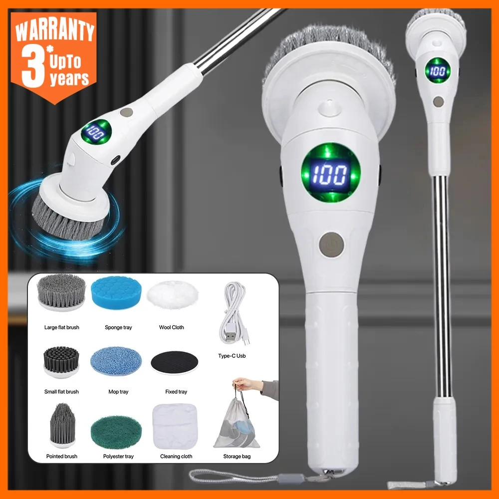 8-In-1 Multifunctional Electric Cleaning Brush Bathroom Kitchen Brush Cleaning w