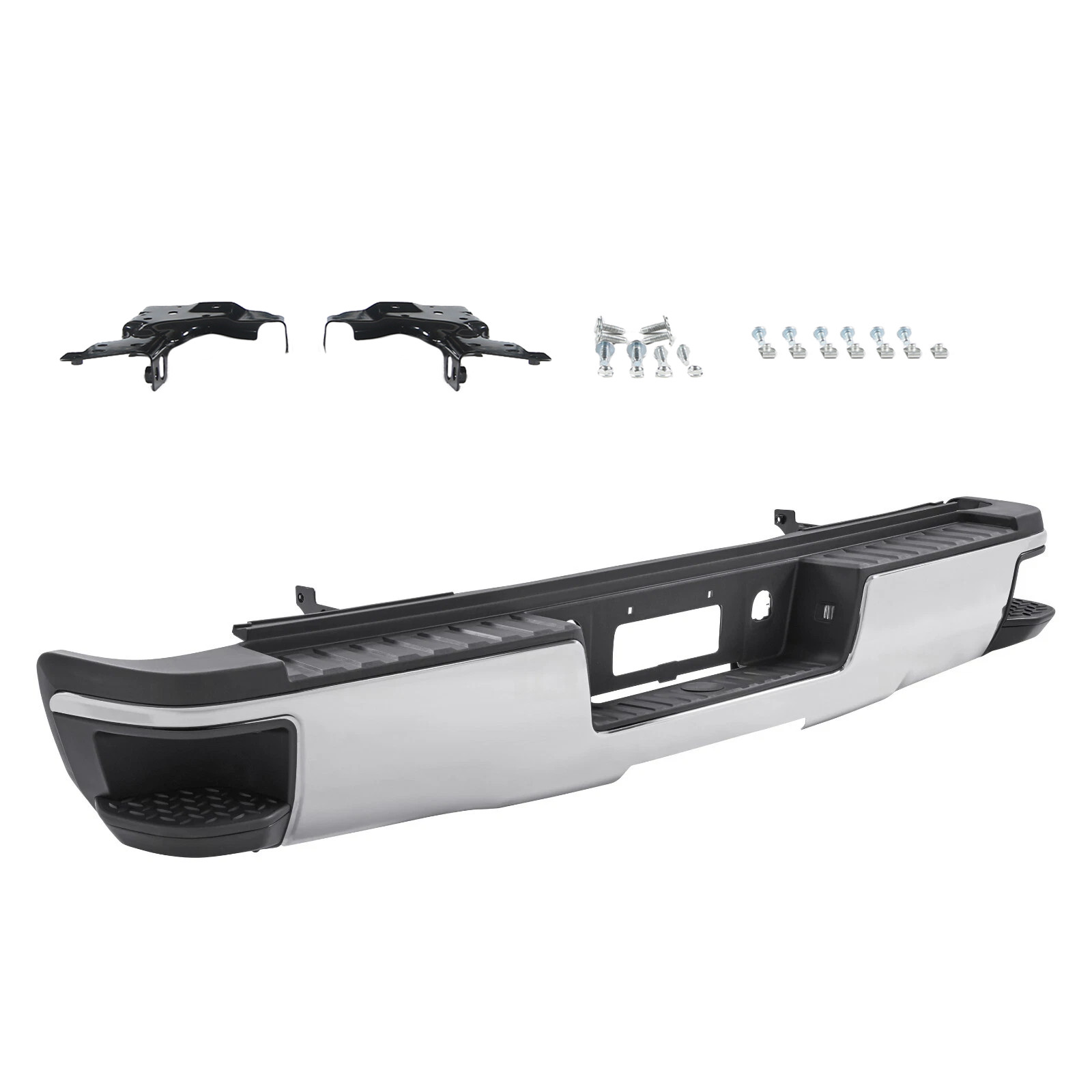 Chrome Rear Bumper Fit For Silverado Sierra 2500 3500 2015-2019  W/O Sensor Hole