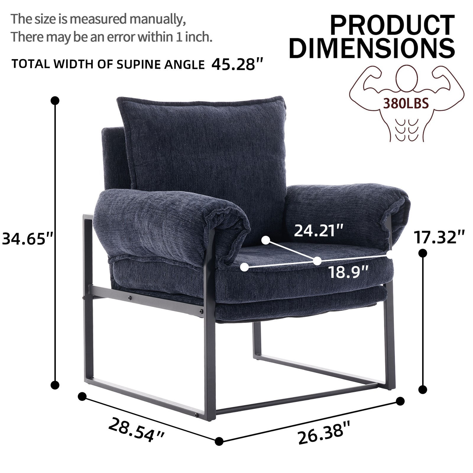 Adjustable Chenille Recliner Chair Modern Single Reclining Sofa for Living Room