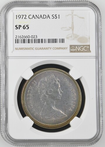 1972 CANADA SILVER DOLLAR S$1 NGC SP 65 Certified Coin