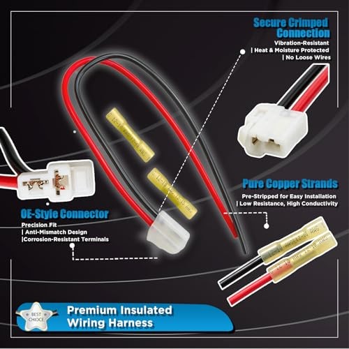 2PCS Universal Cooling Fan Connector Pigtail Harness | Alternator 2 pack