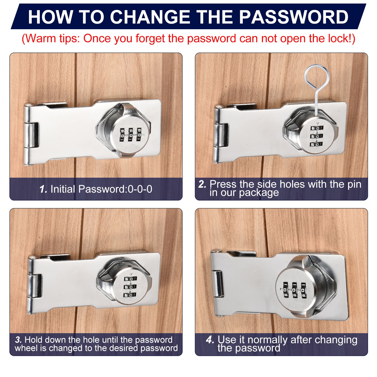Password locker, rotary lock bathroom lock (silver)