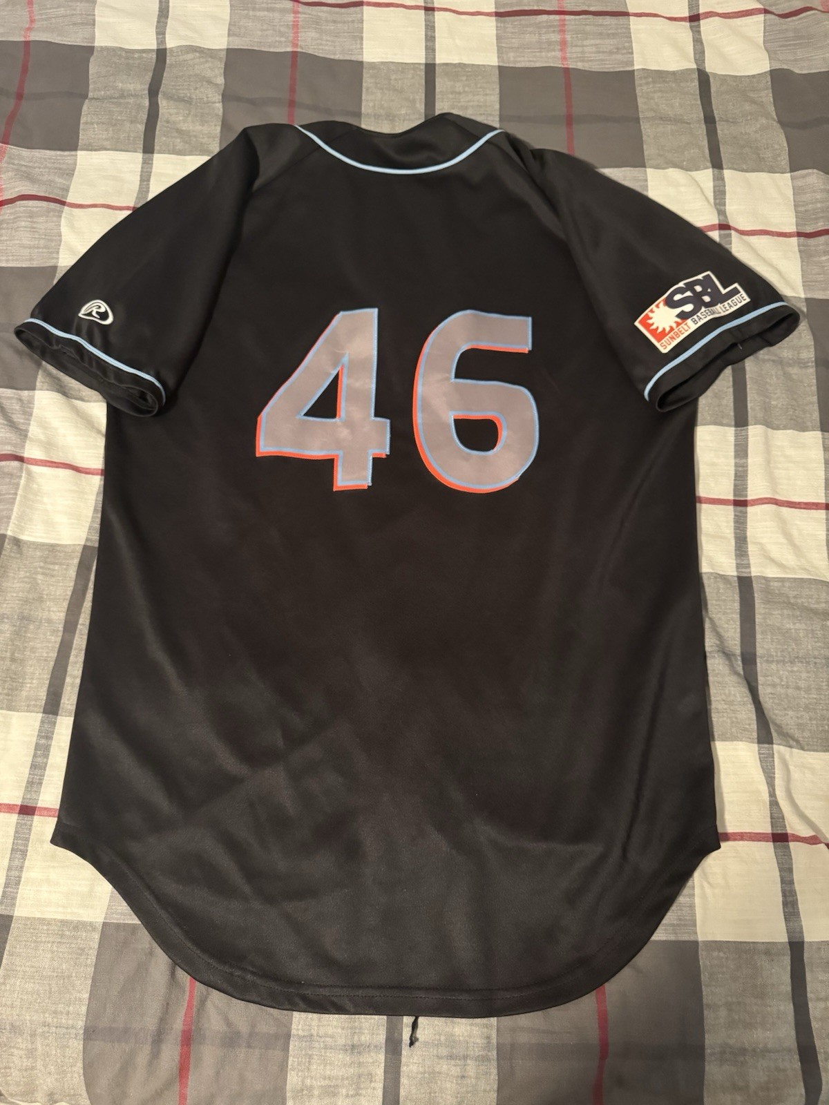Rawlings Columbus Chatt-a-Hoots #46 Baseball Jersey Size Large Black Pinstripe