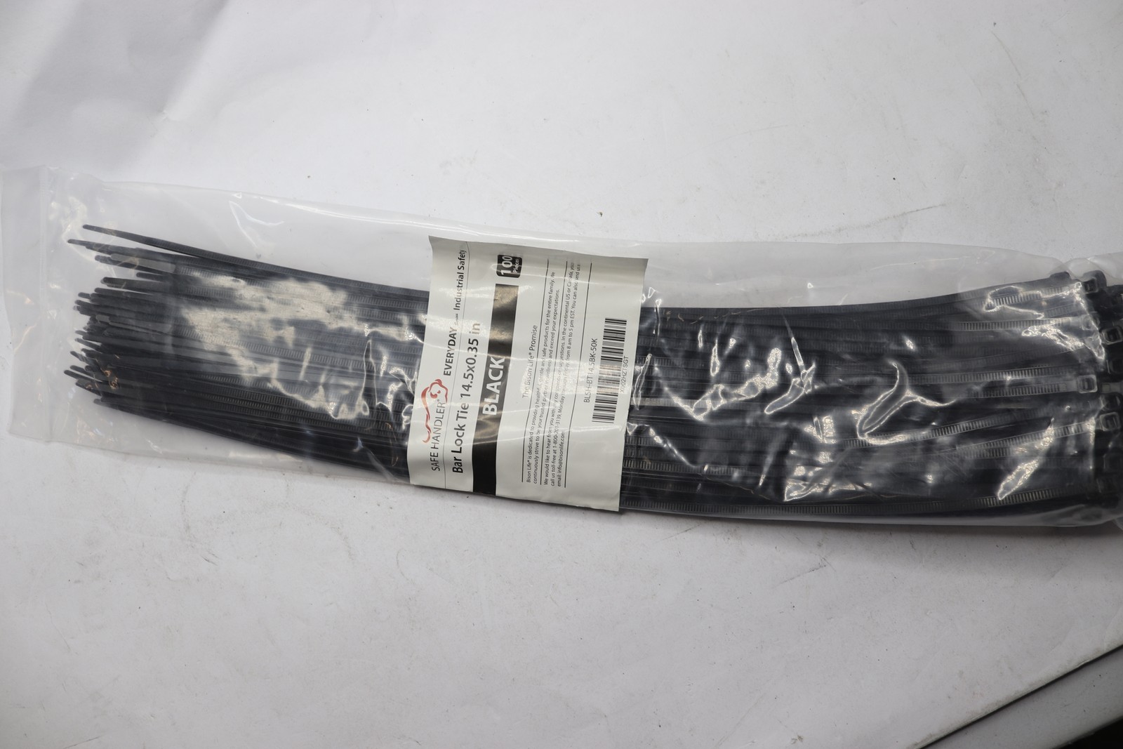 (100-Pk) Safe Handler Bar Lock Cable Ties UV Resistant 14â BLSH-BT14.5BK-50K