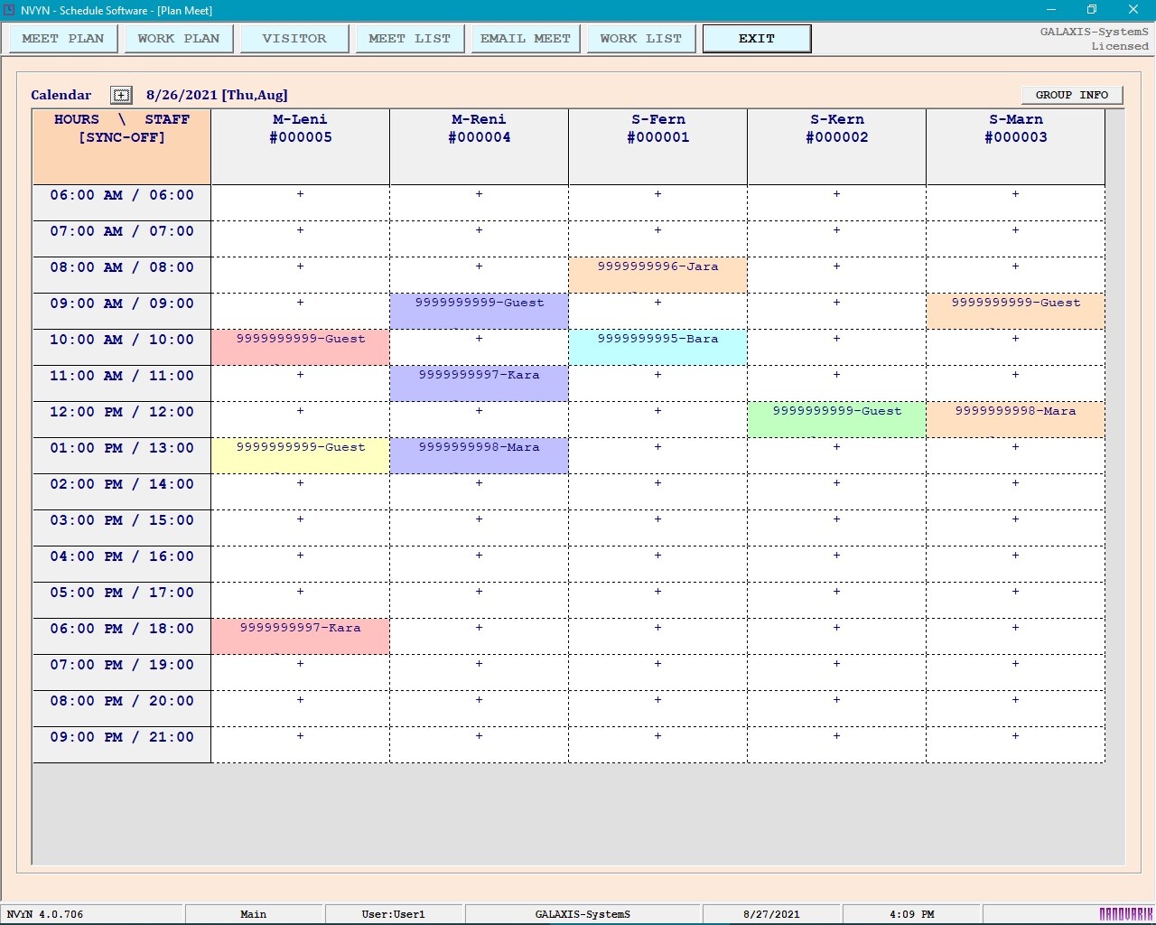 NVYN Visitor Schedule Software - Meet Work Plan Calendar