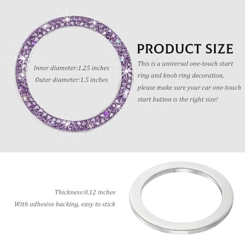 Car Bling Engine Start Ring Decal, Crystal Rhinestone Push to Start Purple