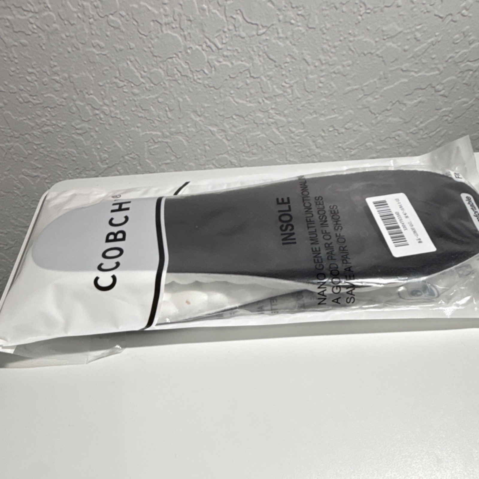 CCOBCH Black Shoe Insoles Size 45-46 Comfort Nano Hygiene Washable