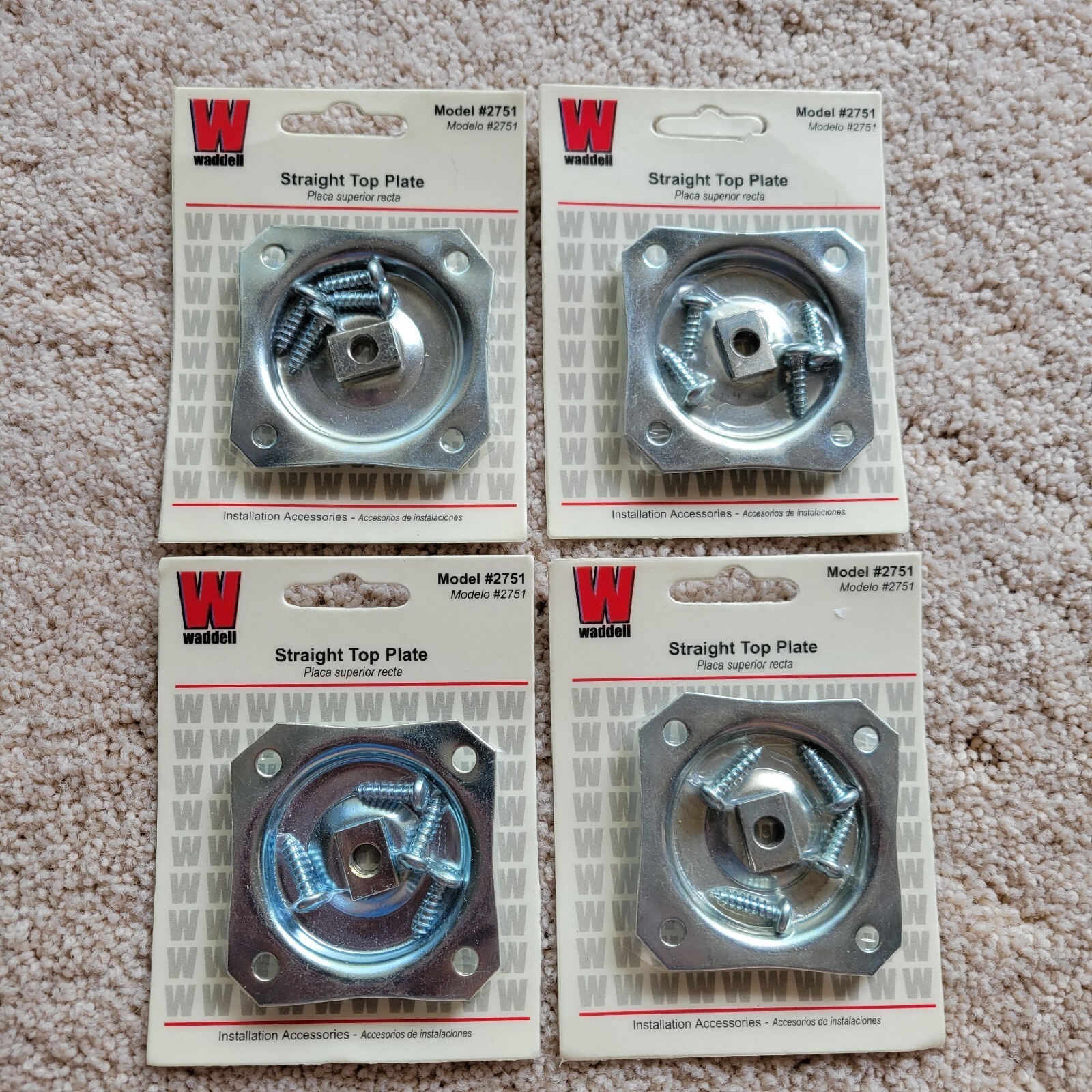 NEW SEALED Lot of 4 Waddell Furniture Leg Straight Top Plate Model 2751