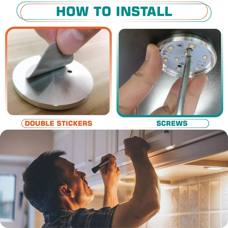 Single Under Cabinet Puck Light, Collection Display Cases Bookshelf Counter L...