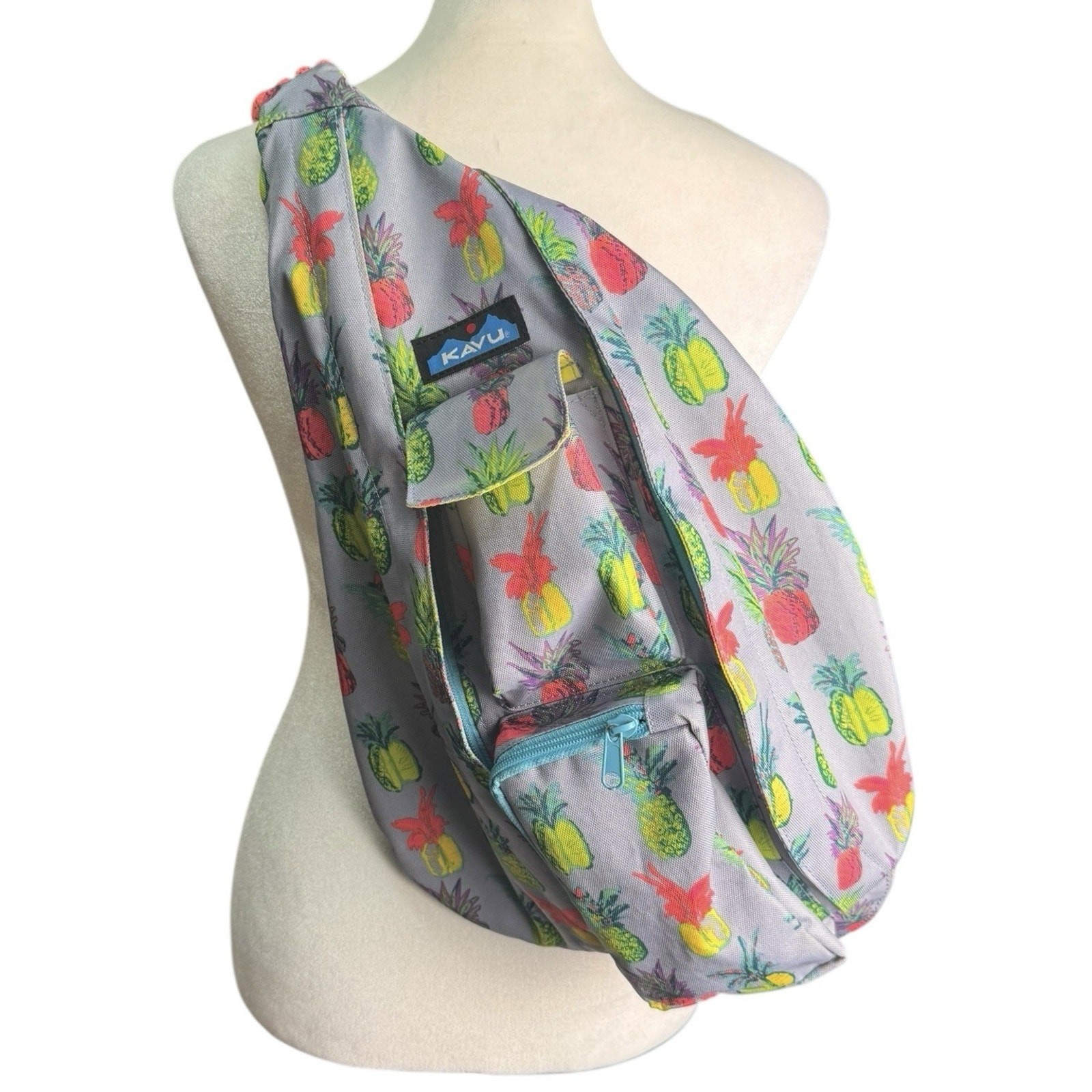 KAVU Pineapple Pop Rope Sling Daypack Backpack Crossbody Bag Water Resistant