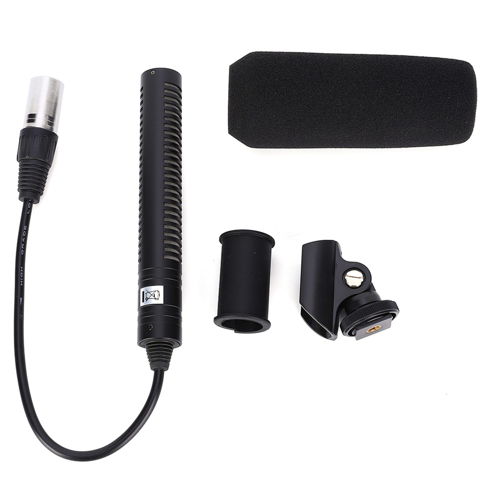 Condenser Microphone Stereo Camera Mic Video Recording Black Unidirectional Anti