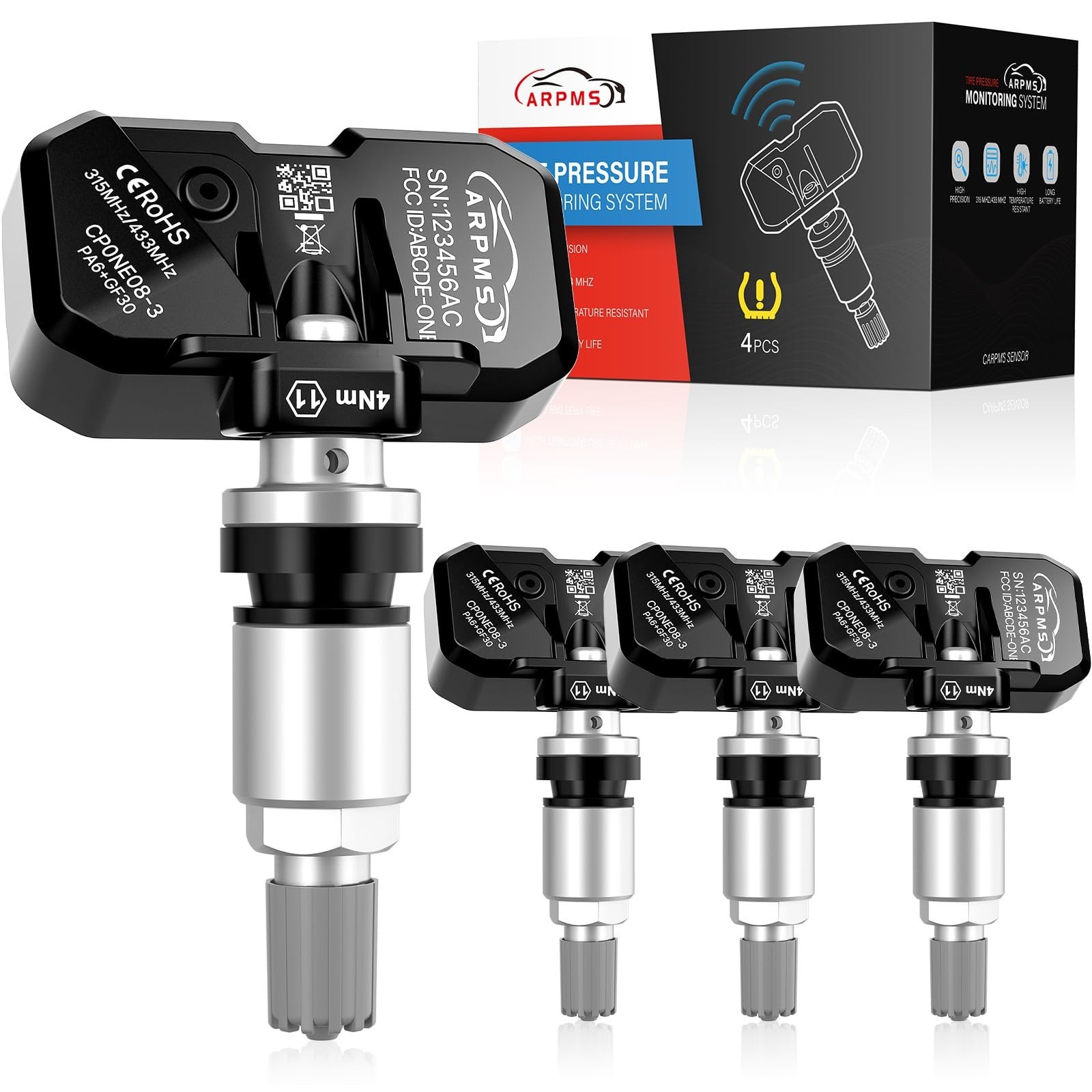 TPMS Sensor, GM 315 Mhz 4-Pack Tire Pressure Monitoring Sensor Compatible for...