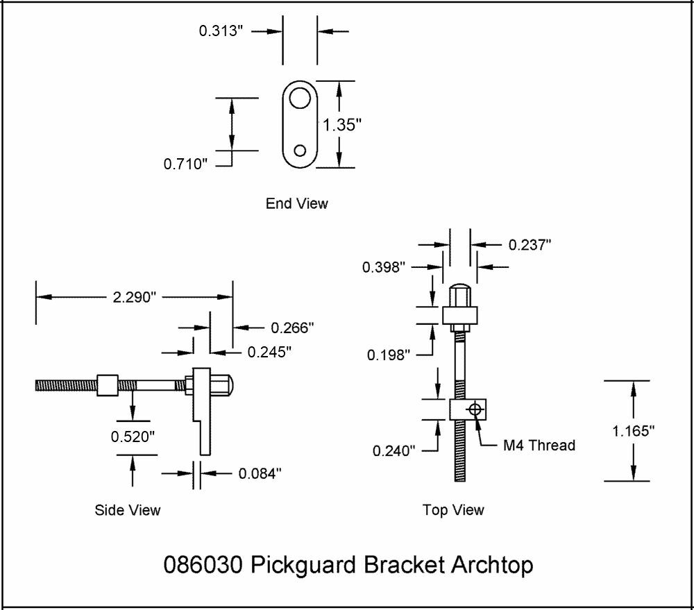 Pickguard Bracket Archtop Side Mount Gold 086030GD