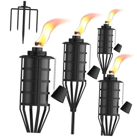Home Garden Torch Set of，Large Capacity 22oz Outdoor Metal Torch Garden 4