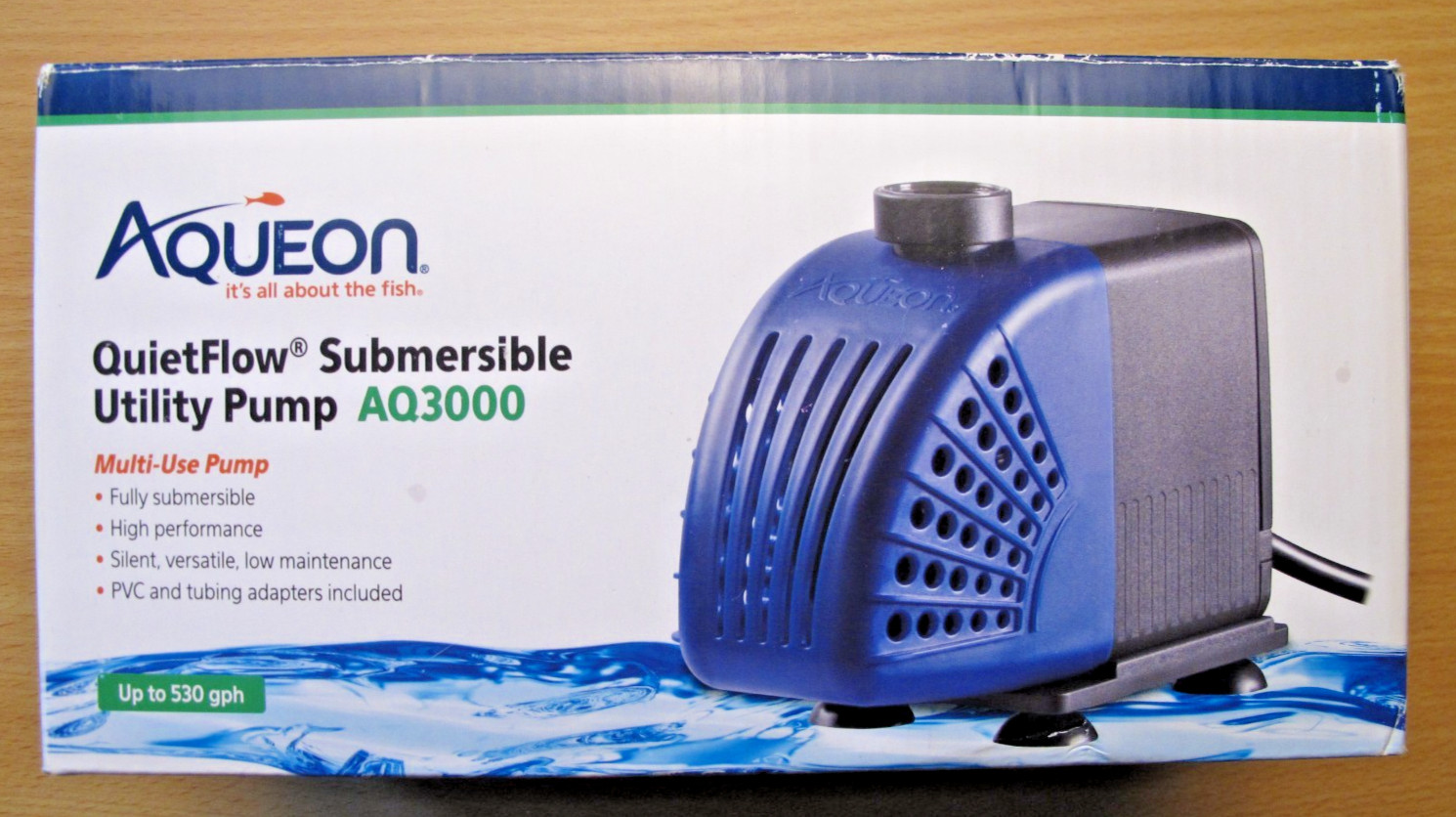 Aqueon QuietFlow Submersible Utility Pump AQ3000 530 GPH Open Box Unused