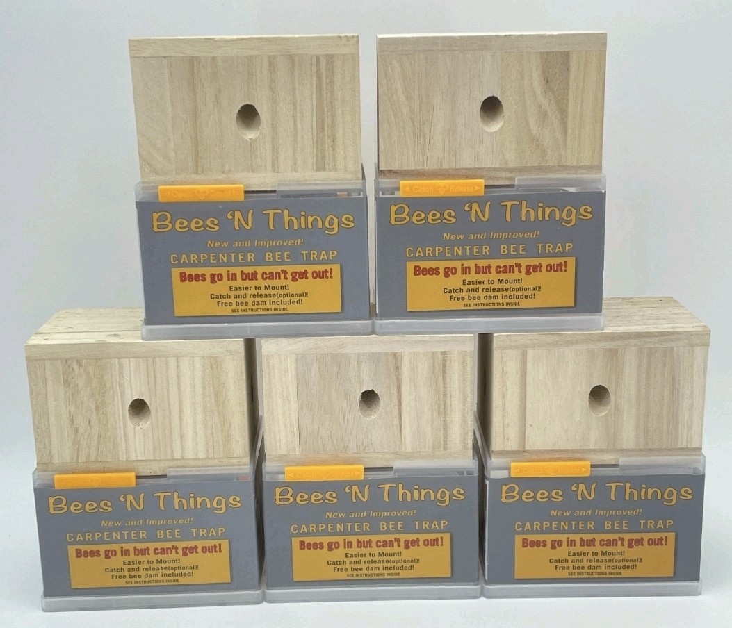 BEES N THINGS Carpenter Bee Trap 5x Pack Outdoor Wood Pest Control Catcher NEW