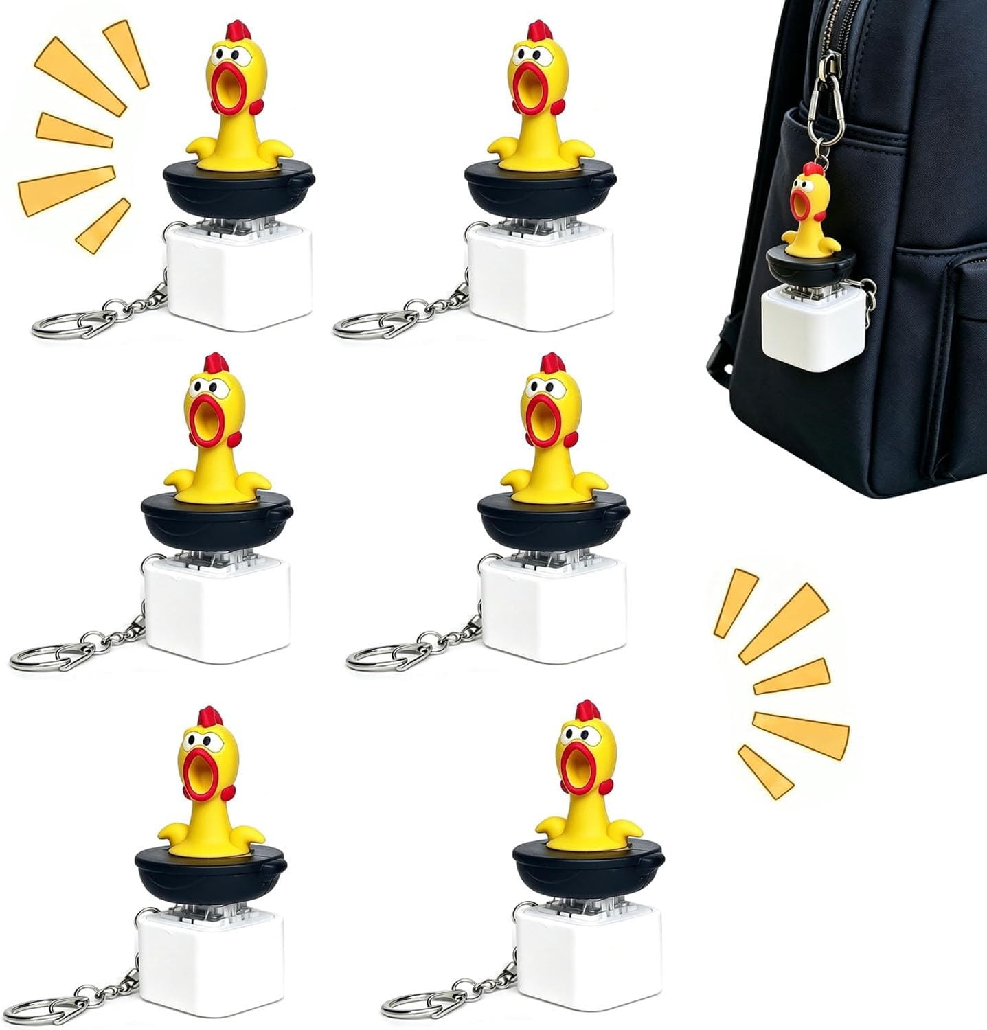 Screaming Chicken Sound Button Keychain, Rechargeable Fidget Clicker
