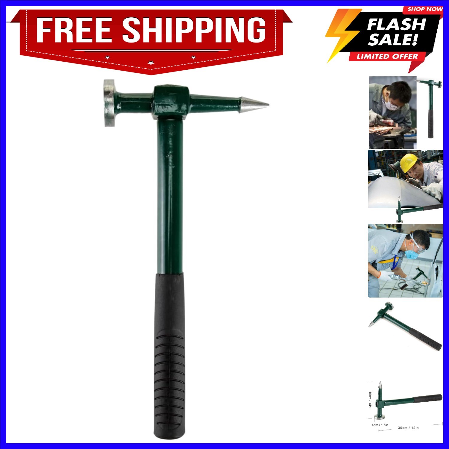 Sheet Metal Hammer, Auto Body Repair and Planishing Tool, Car Restoration and...