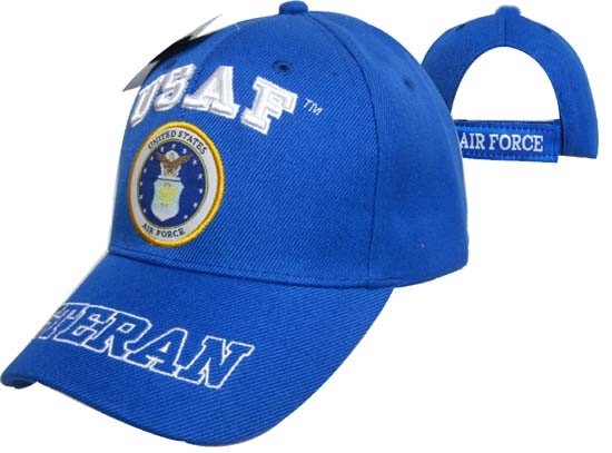 US Air Force Veteran Letters On Bill Crest Blue Embroidered Cap Hat CAP593DA