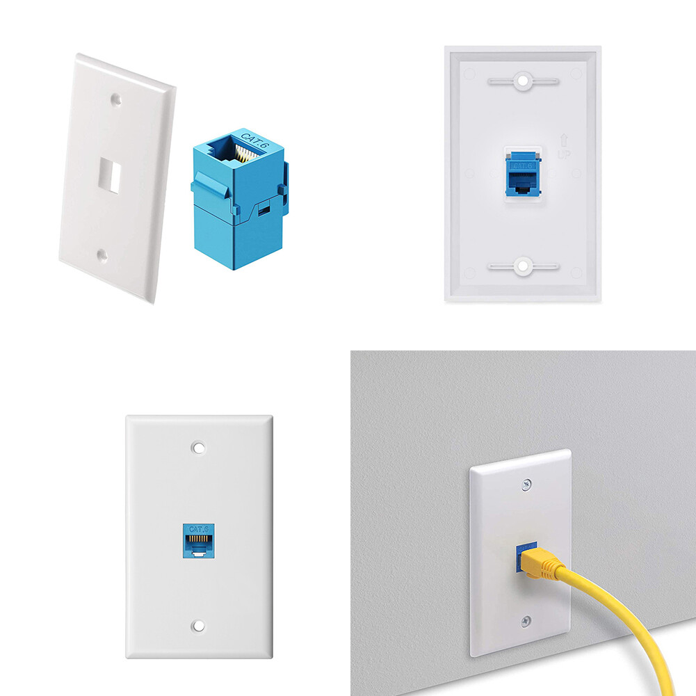 US 1 Pack Ethernet Wall Plate CAT6 1 Port Single Gang Keystone Coupler Network