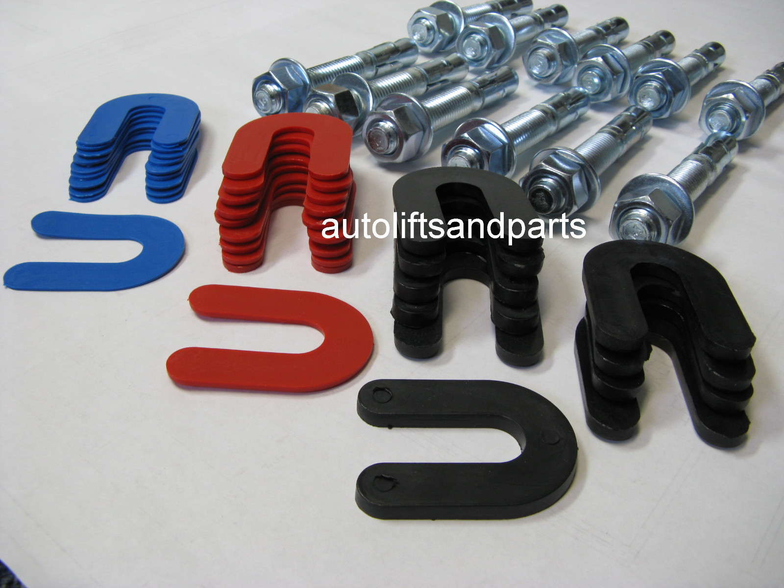 2 Post or 4 Post Auto Lift Wedge Anchors + Leveling Shims Combo Kit 12 PC
