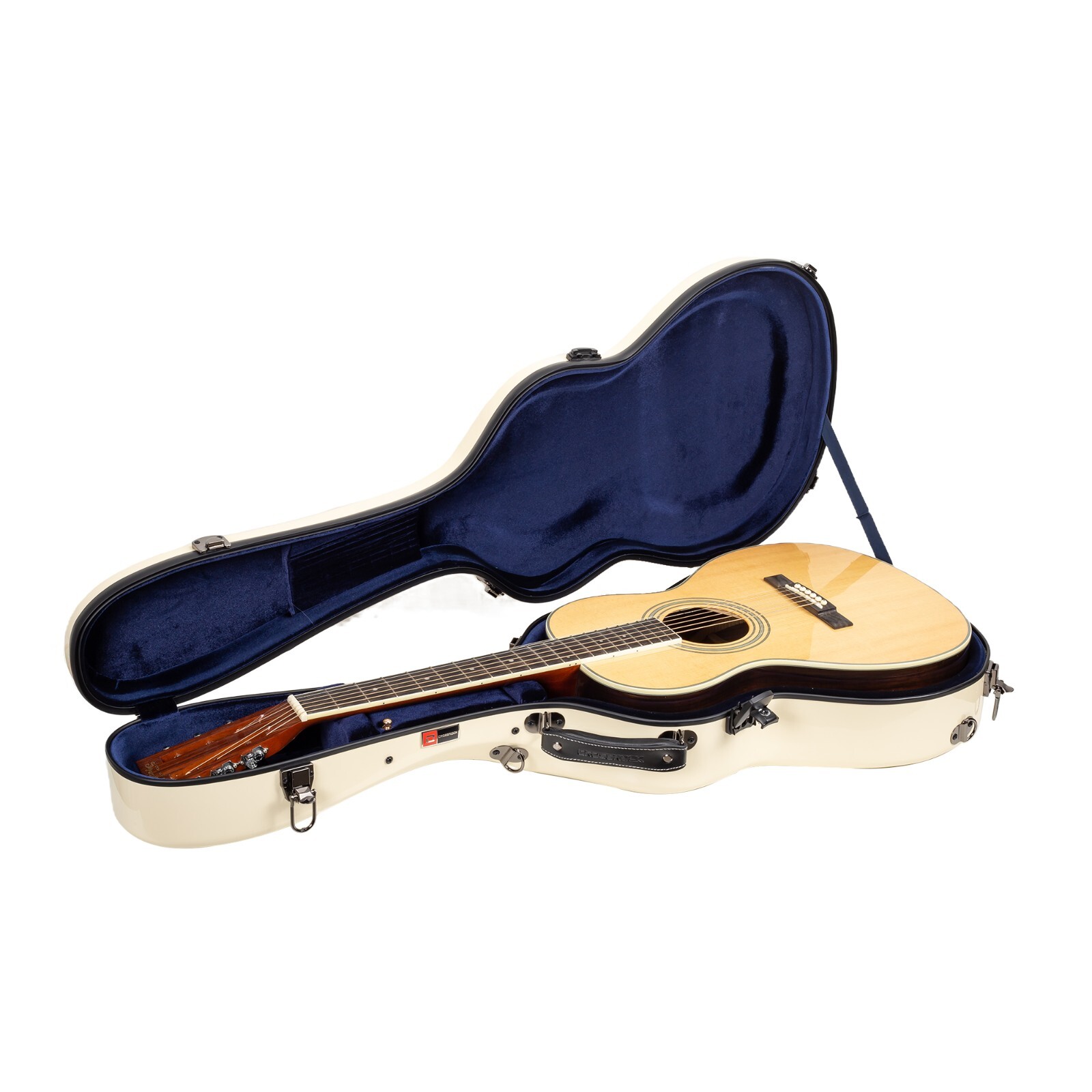 Crossrock Fiberglass Case fits for 12 Frets 00 Style Acoustic Guitar-Ivory