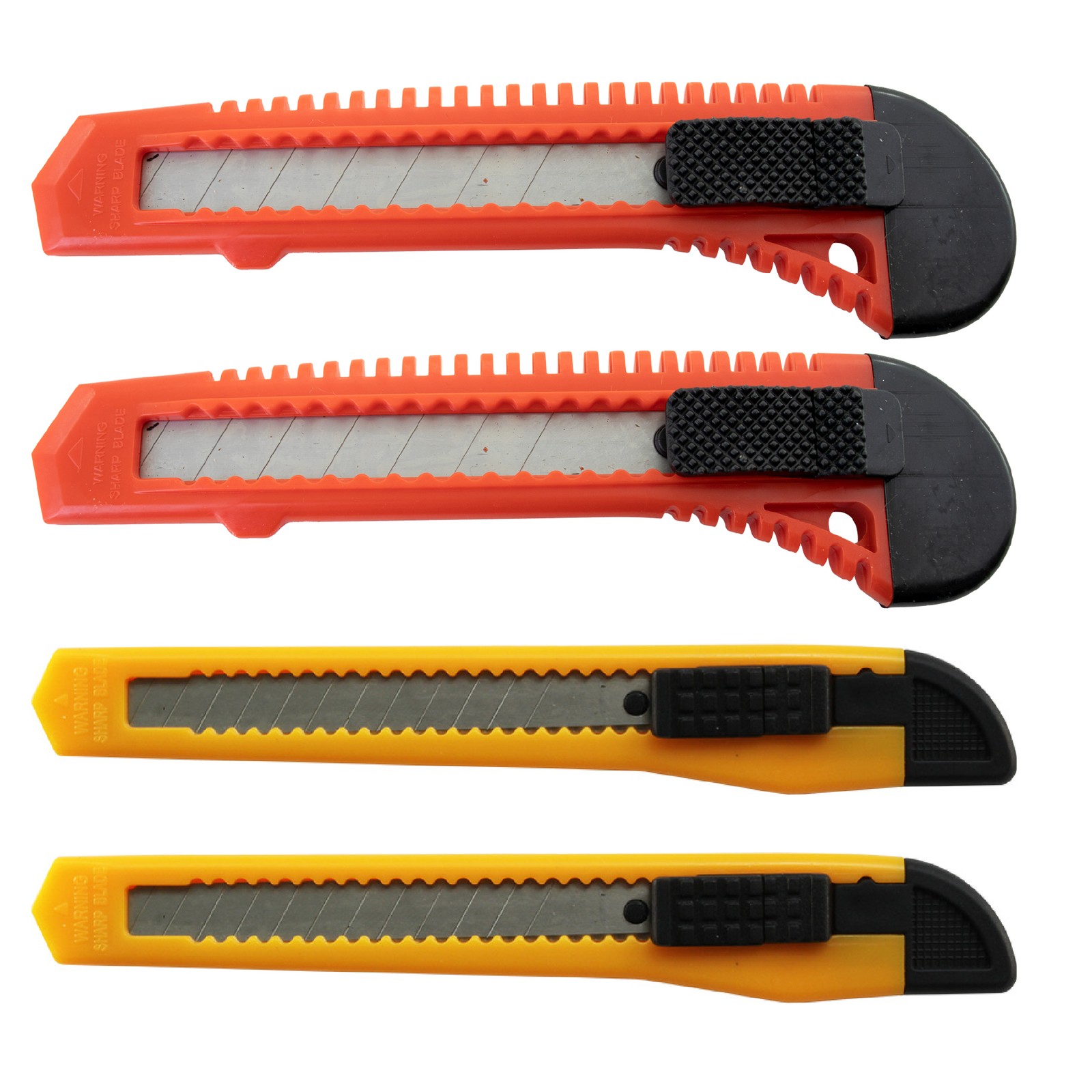 4 Birdz Utility Knife Razor Box Cutter  Retractable Snap Off Blade Red & Yellow