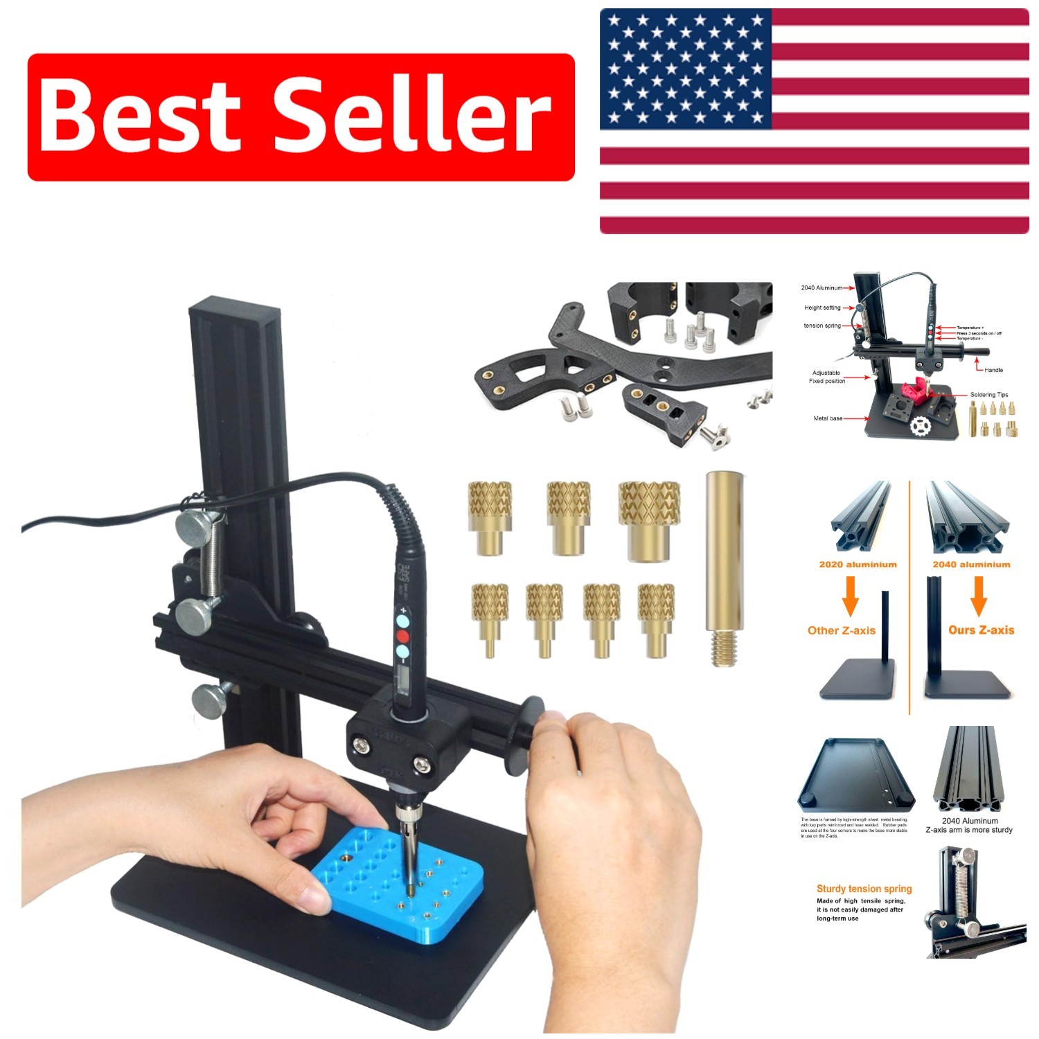 Advanced Vertical Heat Press Tool for 3D Printing & Threaded Inserts - 110V/220V