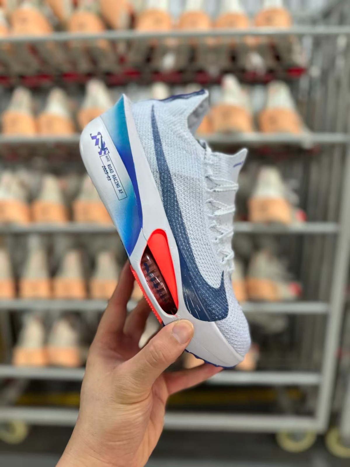 Nike Zoom White Blue Red Carbon Plate Road Running Shoes Marathon Racing Sneaker