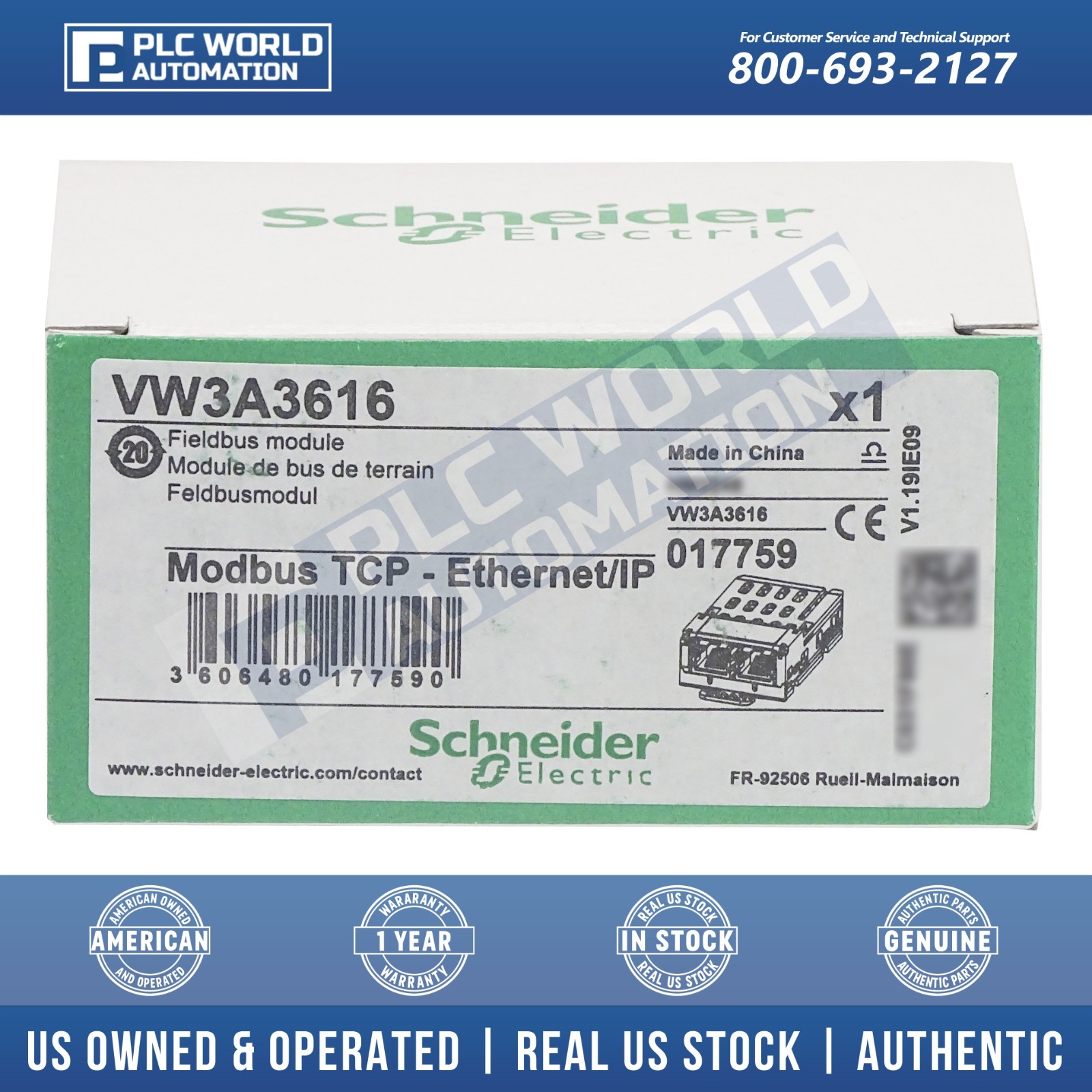 Schneider VW3A3616 Ethernet TCP/IP Comm Module, 2 x RJ45, 10/100 Mbps, Brand New