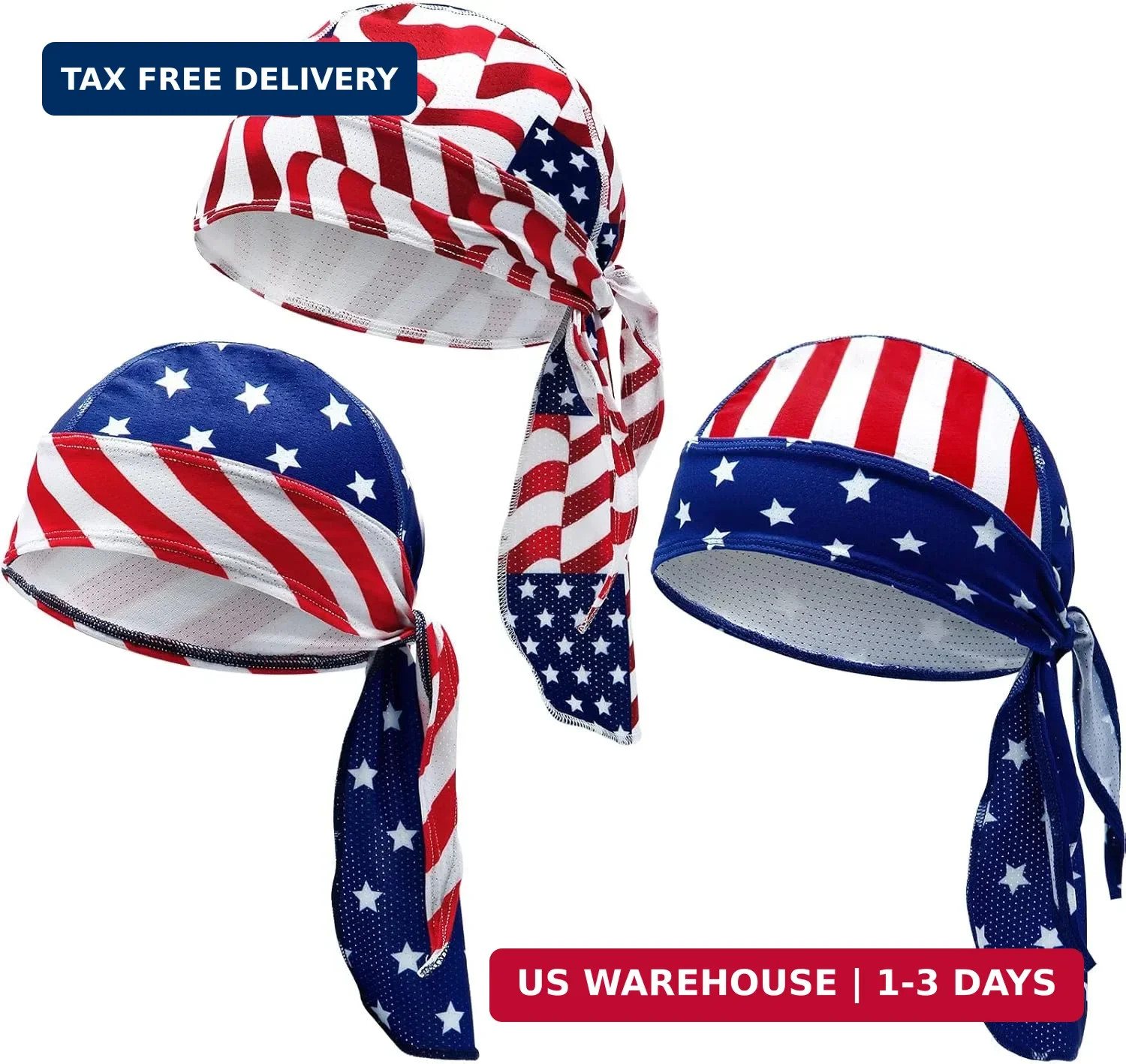 3 Pcs Do Rags Dew Rag Skull Caps for Men Bandana Beanie Hats Pirate Hats Cycling