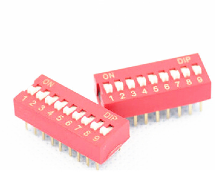 10PCS NEW Red 2.54mm Pitch 9-Bit 9 Positions Ways Slide Type DIP Switch