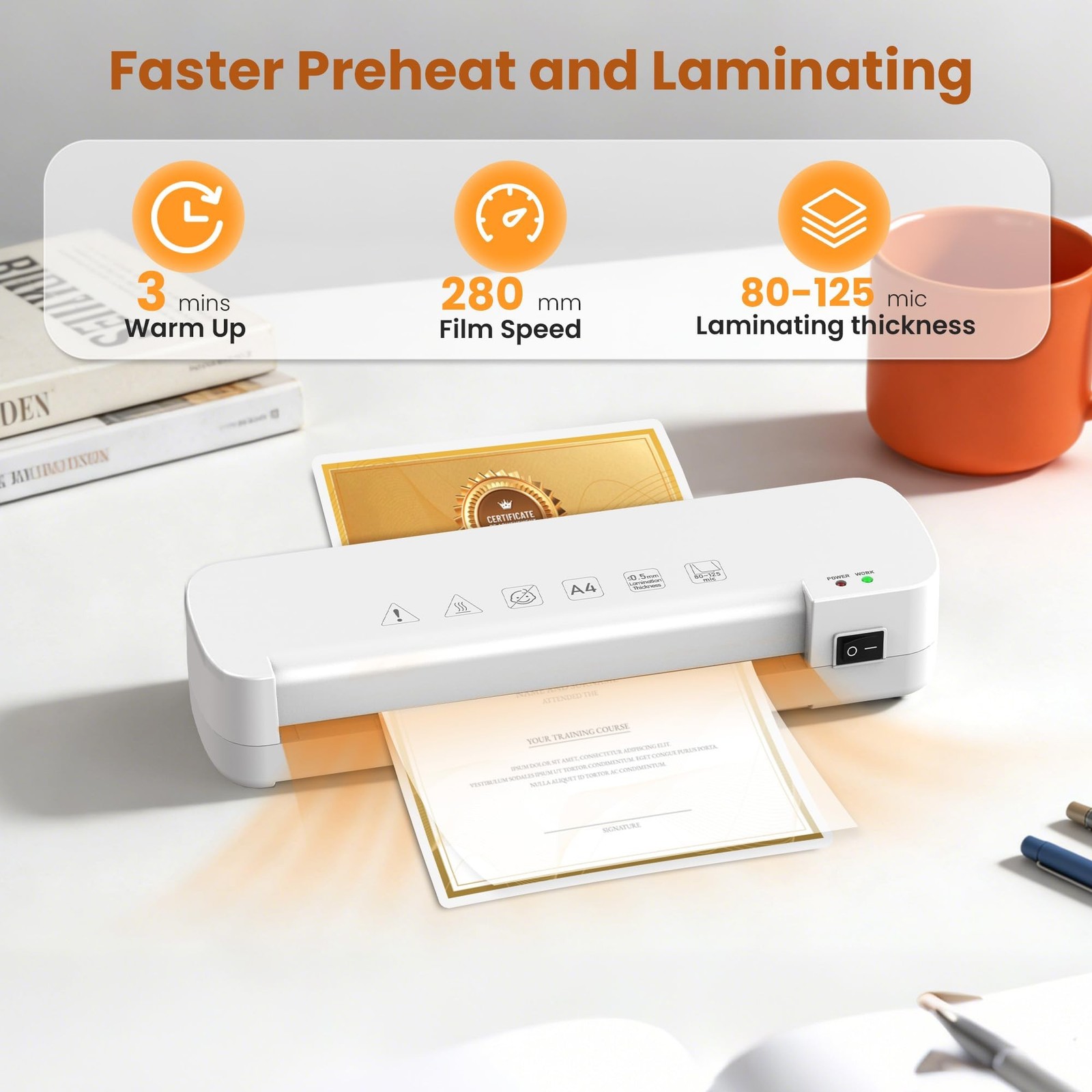 VUSIGN Laminator Machine, 9 Inch Laminators with 40 Laminating Sheets, 2 Roll...