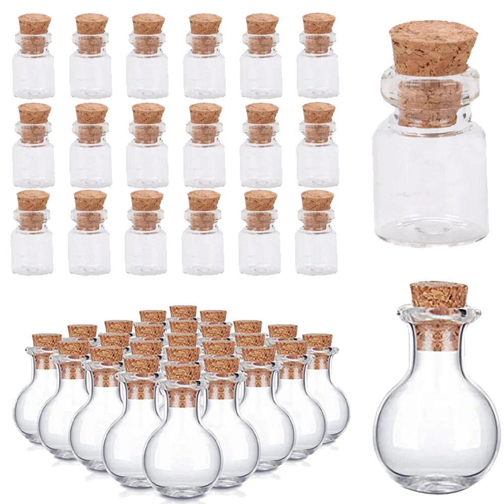 Small Mini Glass Bottles with Wooden Cork-Tiny Wishing Vials For Art Craft New