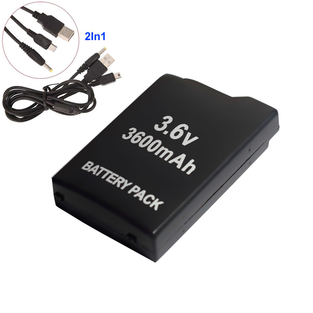 Battery +2in1 Charge Cable For Sony PSP-2001 2002 2003 2004 2005 2006 PSP-3002