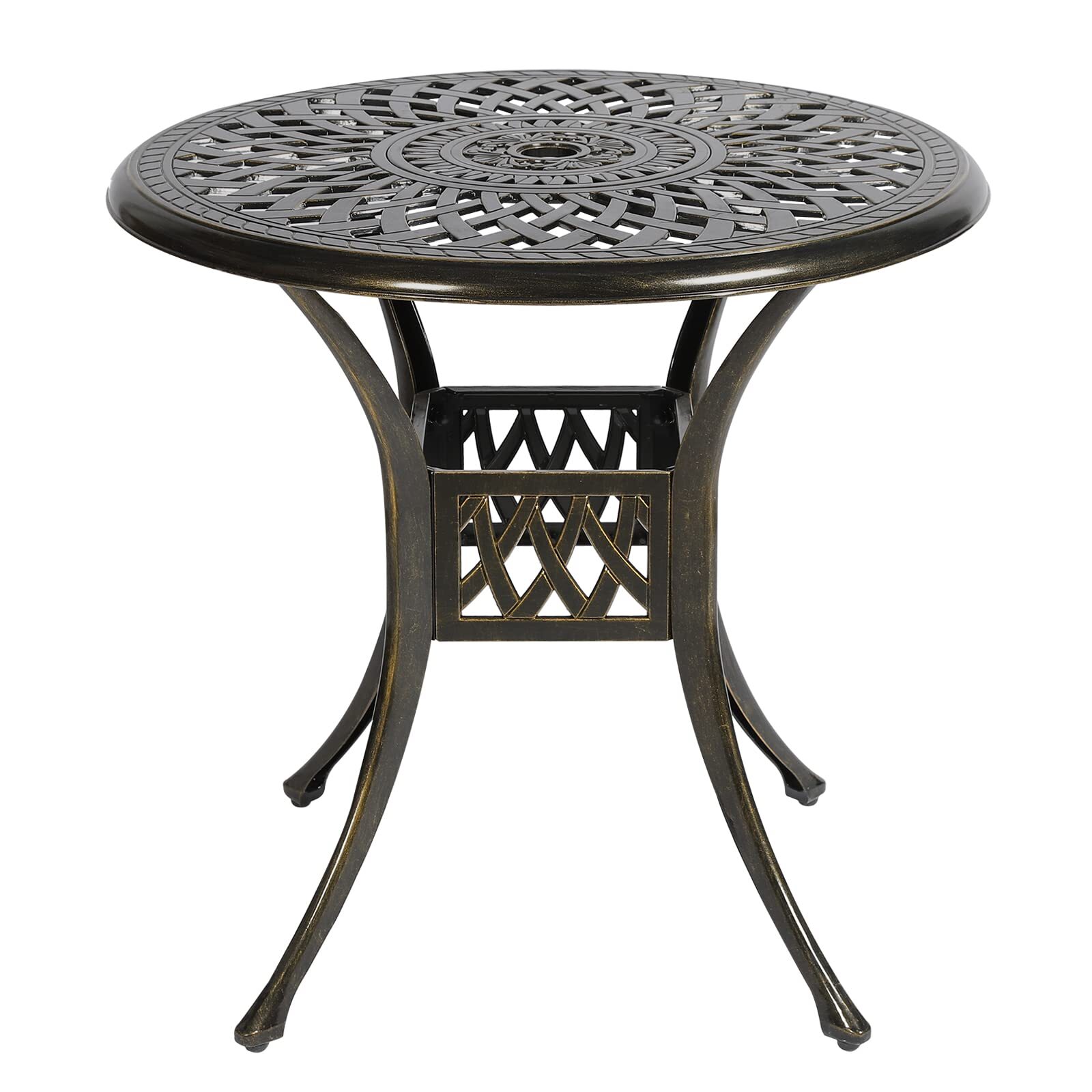 Outdoor Patio Dinning Table Cast Aluminum Dinning Table with 2" Umbrella Hole
