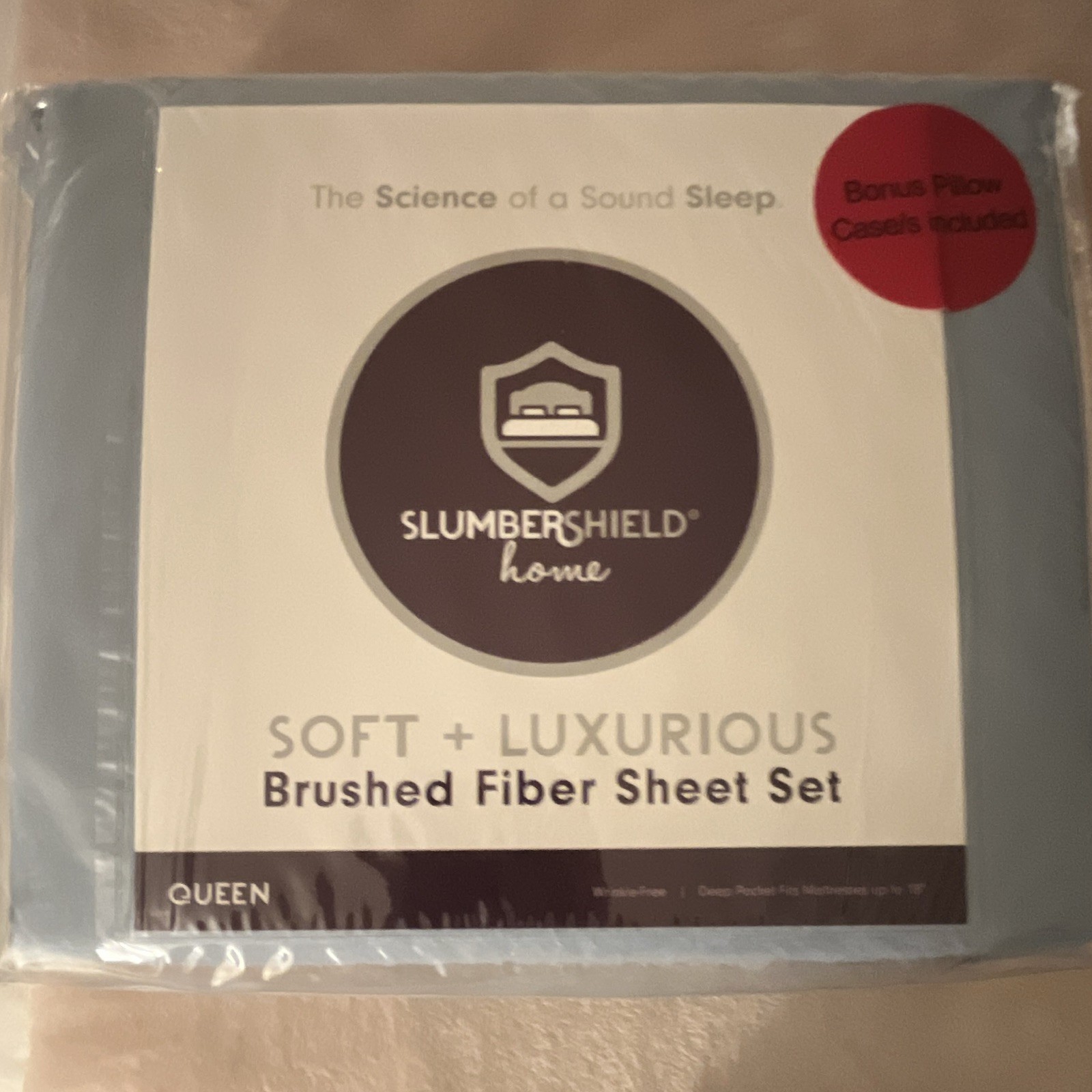 SlumberShield Home Brushed Microfiber Queen Sheet Set Blue Deep Pocket
