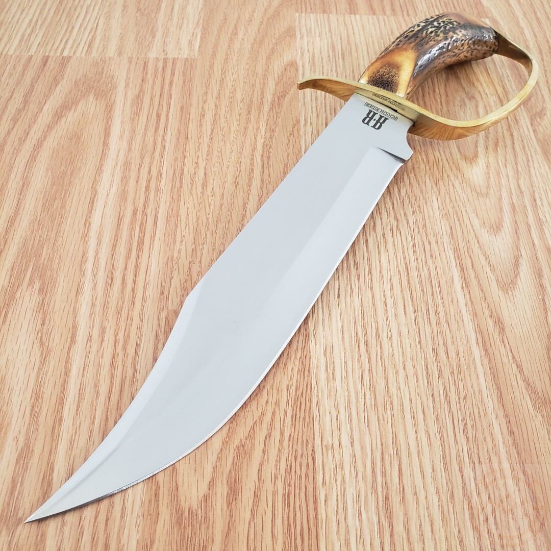 Rough Ryder Fixed Knife 10.5" Satin Finish Stainless Blade Stag Bone Handle