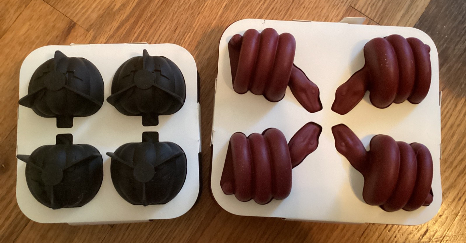 2 New Threshold Target Halloween Pumpkin & Snakes Silicone Ice Cube Trays