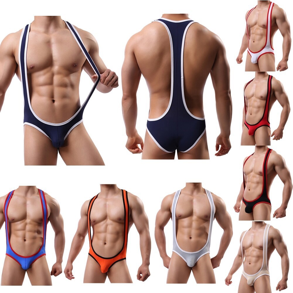 Sexy Mens Leotard Wrestling Singlet Jumpsuit One-Piece Bodysuit Underwear Briefs