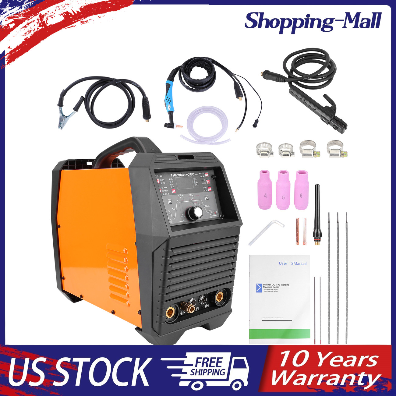 200A AC/DC DUAL PULSE ALUMINUM TIG/STICK ARC WELDER W/ IGBT DIGITAL CONTROL NEW