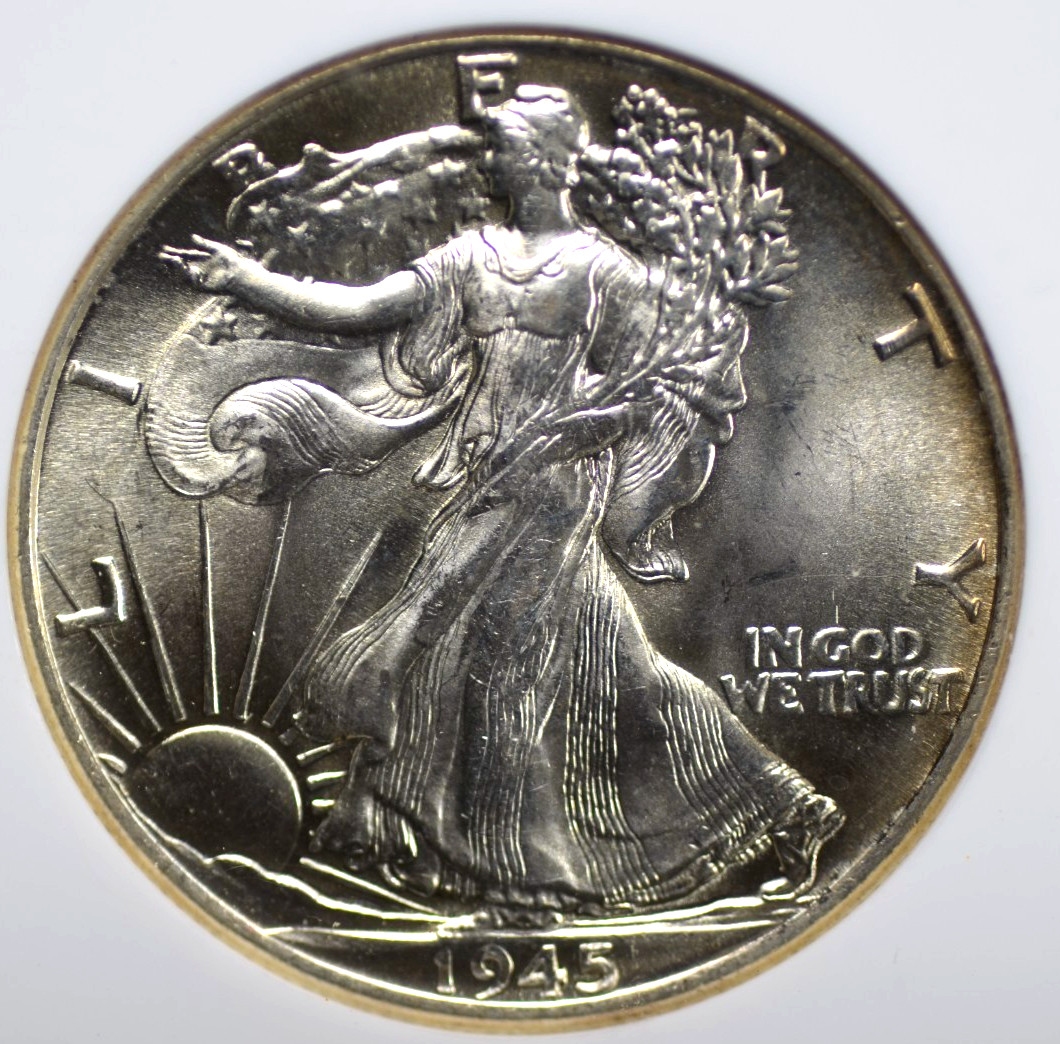 1945 WALKING LIBERTY HALF NGC MS 63 GLORIOUS BLAZING, SHIMMERING WHITE LUSTER