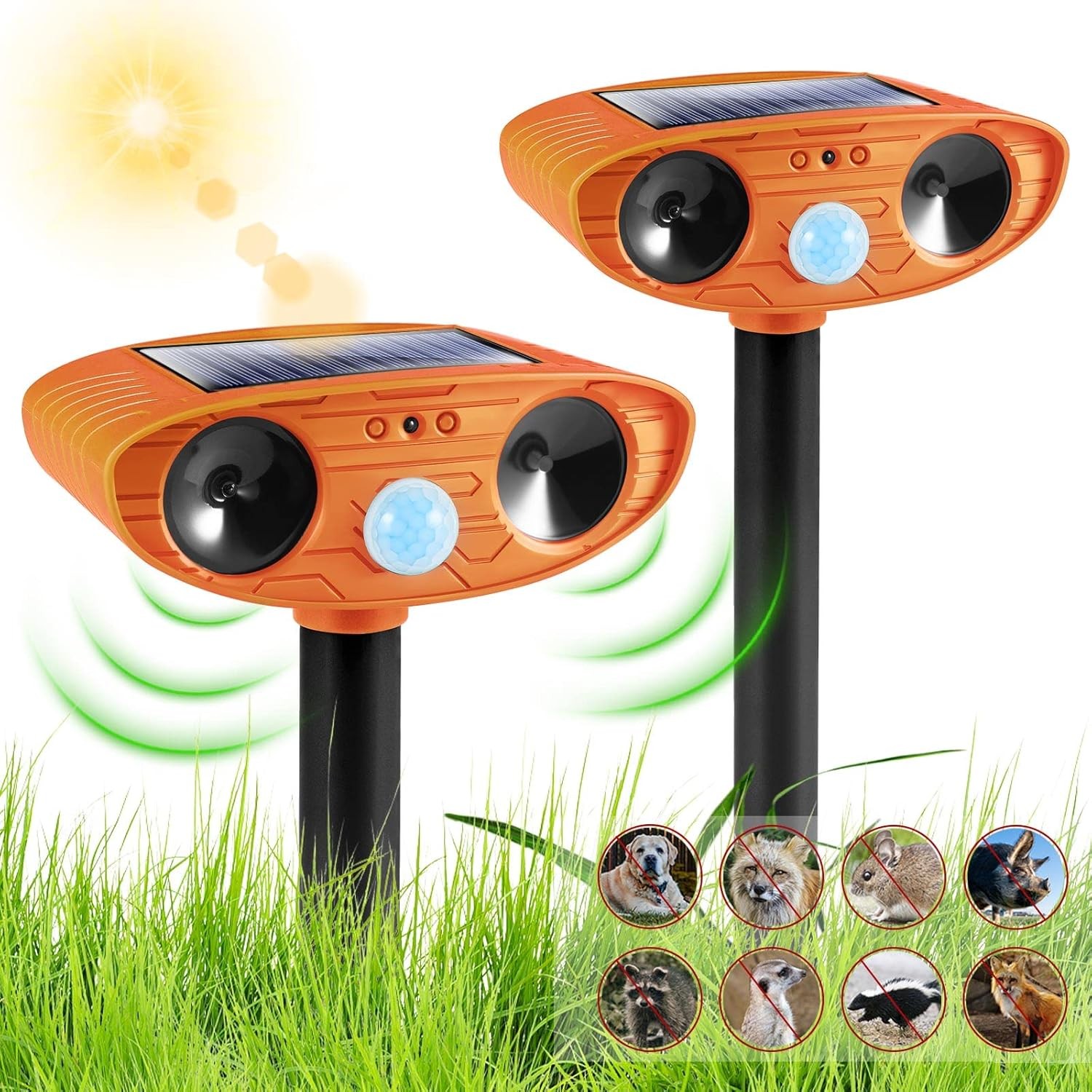 2026 Solar Animal Repeller Ultrasonic, Squirrel Rabbit Dog Deterrent for Yard