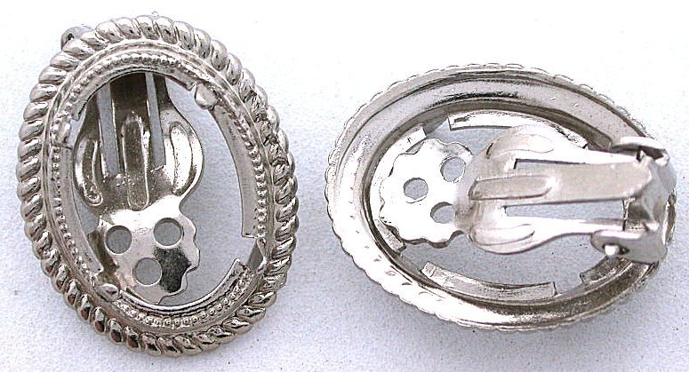 ONE PAIR 16x12 OVAL CAB CABOCHON ROPE CLIP ON EARRING MOUNTING CF765