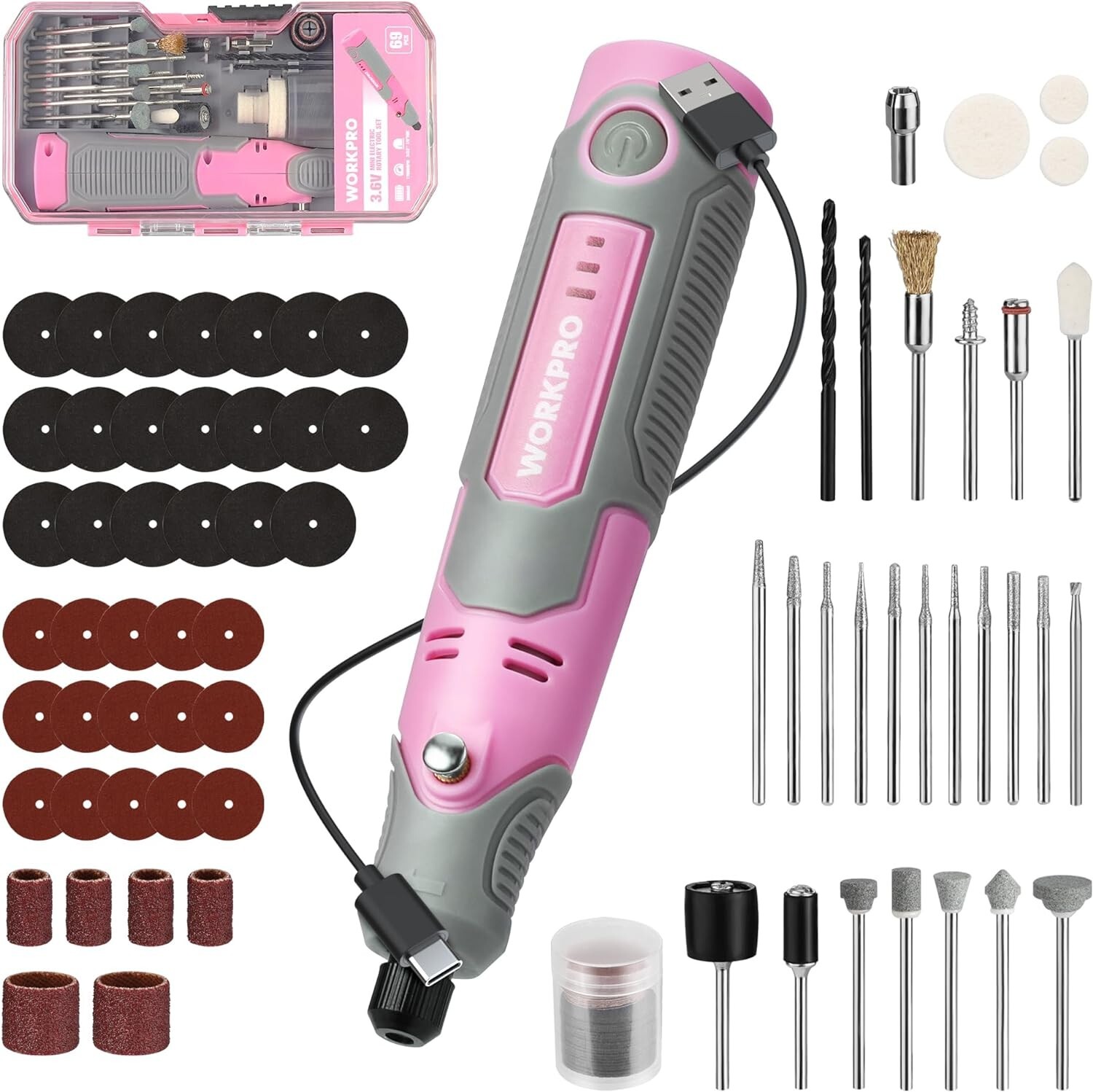 Cordless Rotary Tool Kit w/71pc Accessories 3 Variable Speed Rotary Tool