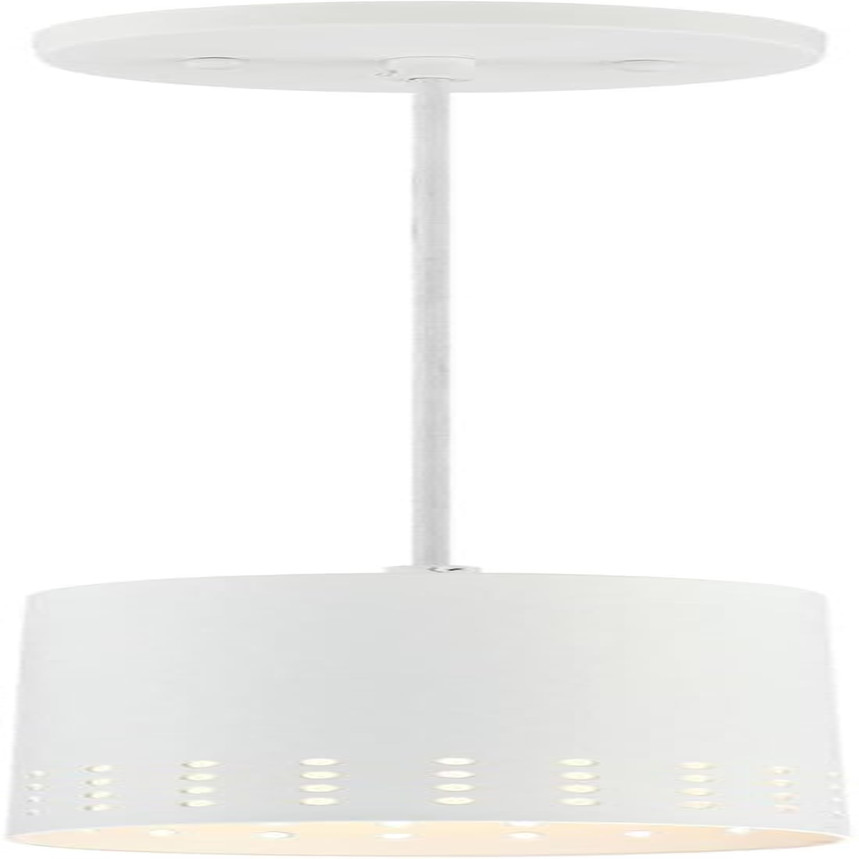 6356700 Contemporary One-Light Adjustable Perforated Cylindrical Metal Shade, Wh