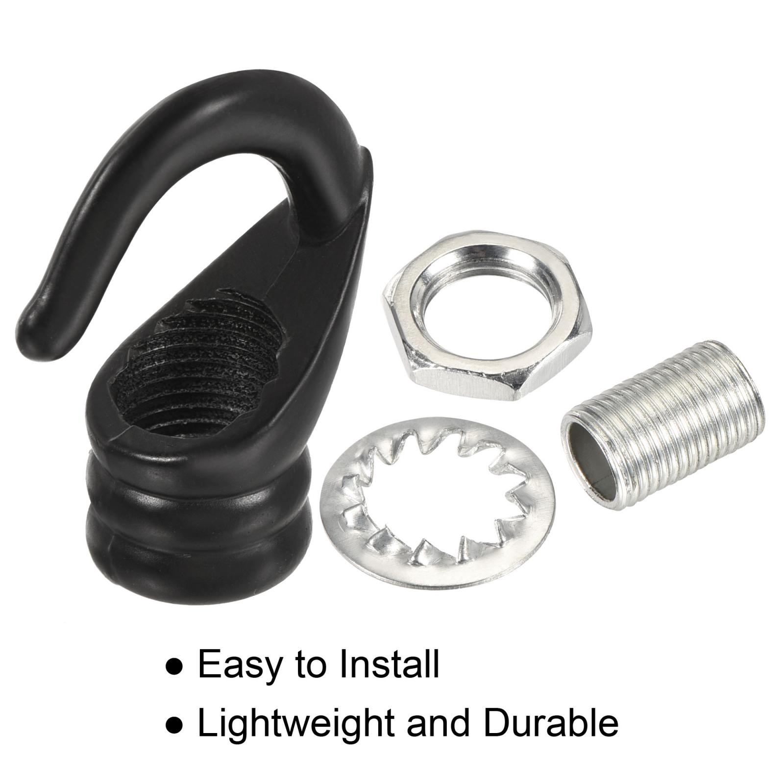 Alloy Ceiling Hook 23mmx31mm for Ceiling Pendant Light Plate Black 2Pcs