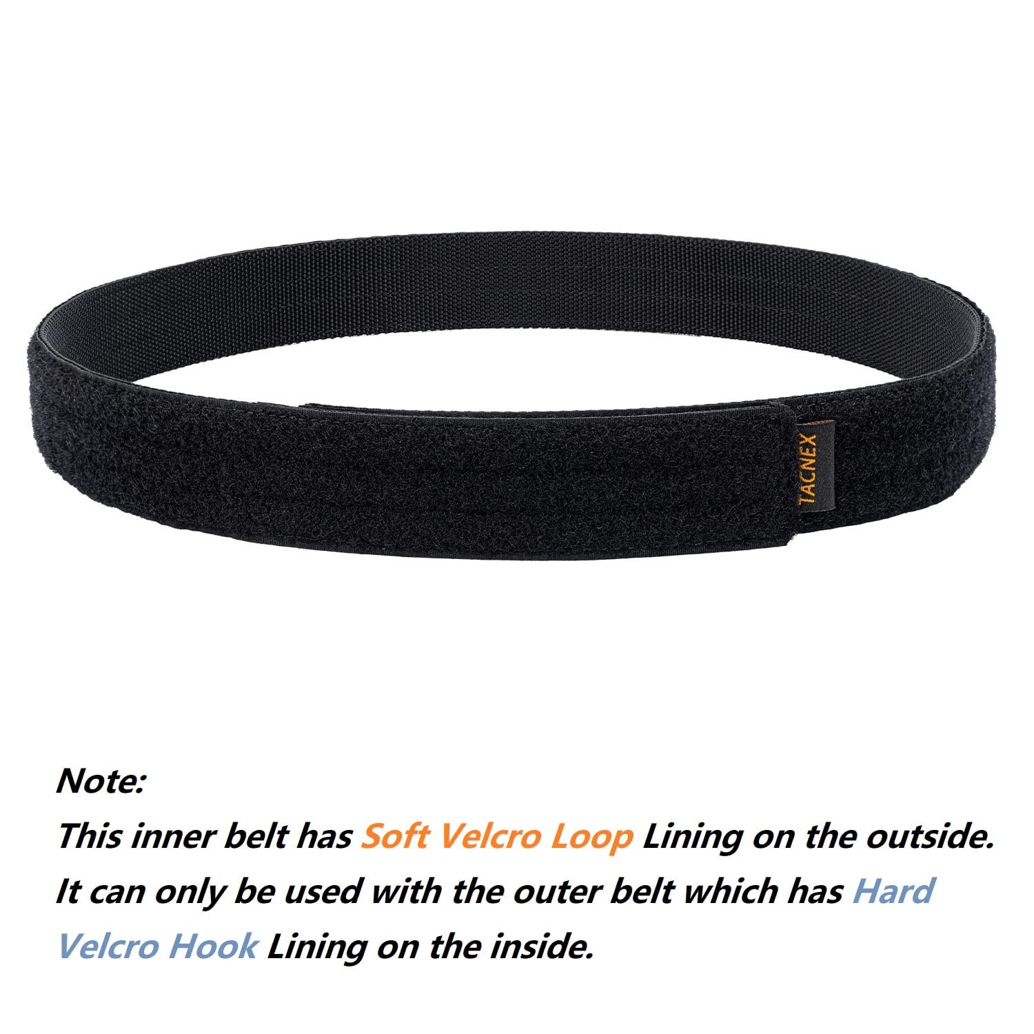 TACNEX 1.5" Tactical Inner Belt - Loop Liner Under Belt Black Size M